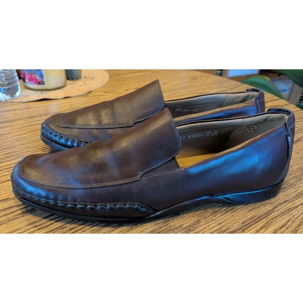 Mephisto Mens 10.5 Brown Leather Cool Air Comfort Shoes Loafers Slip On